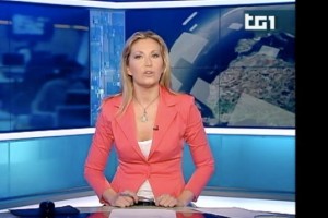 L'esordio di Marina Nalesso alla conduzione del TG1, Foto da trasmissione RAI